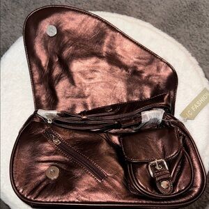 Elegant Metallic Brown Crossbody Bag